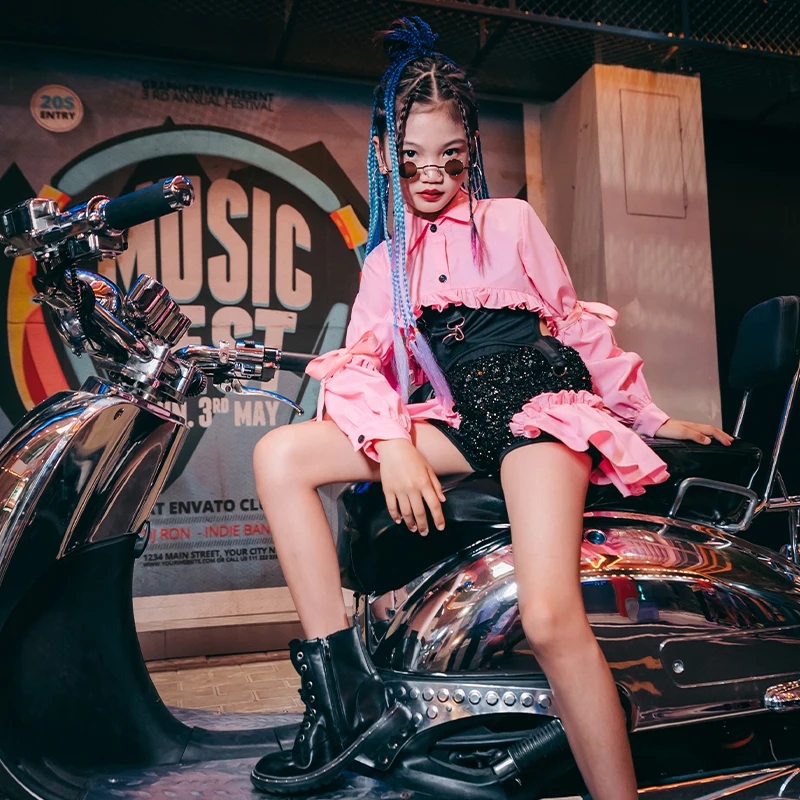 

Женская одежда, одежда для городских танцев, брюки в стиле хип-хоп, розовая блестящая одежда, блестящие костюмы для джазовых представлений, одежда для подиума