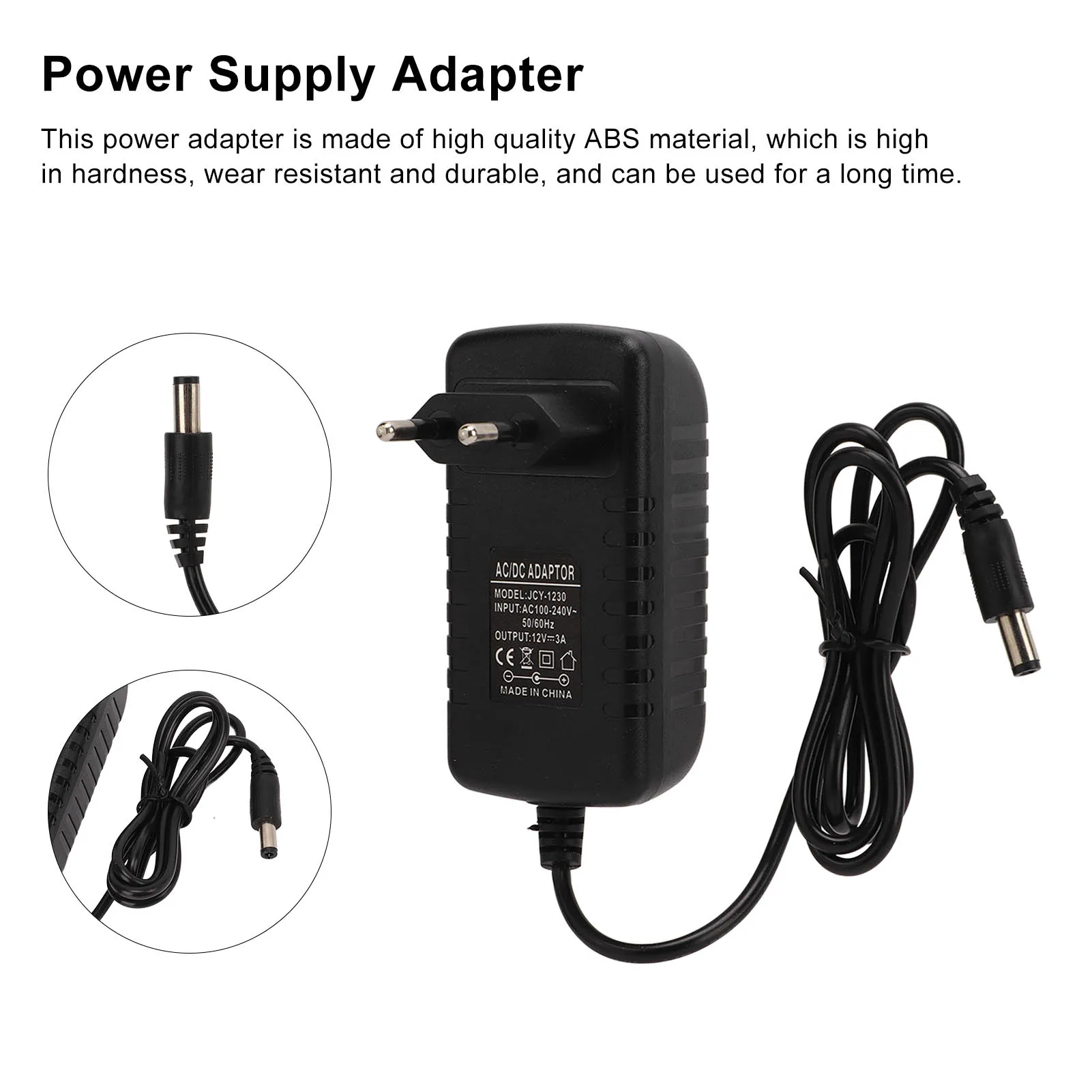 

12V 3A Power Supply Adapter Universal Power Adapter Transformer for Monitor 100‑240V Switching Power Source Adapter
