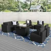 8 Pieces Patio Furniture Set with 44" Propane Gas Fire Pit Table, Outdoor Sectional Wicker Conversation Sofa with Coffee Table 6