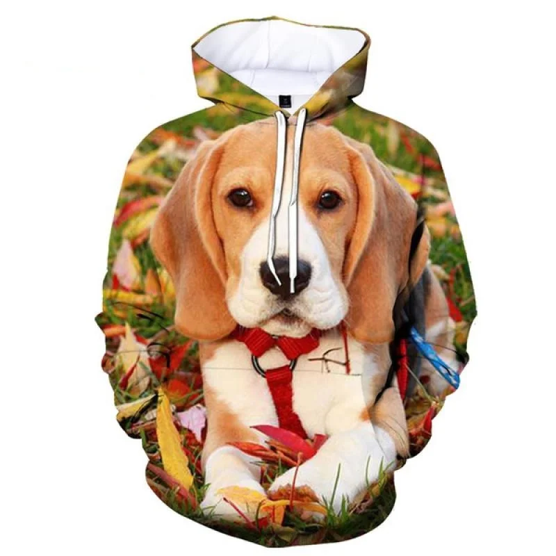 thumbnail image 1 of Sudadera con capucha con estampado 3D de perro y beagle para hombre, divertida sudadera informal de manga larga, sudadera con capucha fresca para otoño y primavera, 1 of 4