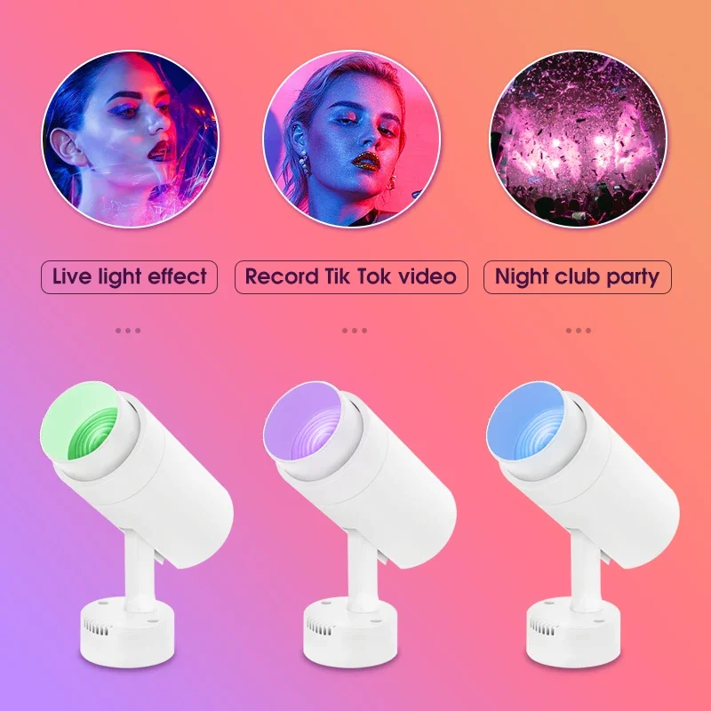 RGB LED 스포트라이트 무대 트랙 램프 16 색상 원격 제어 조정 가능한 디스코 파티 조명 레일 KTV 바 댄스 룸용