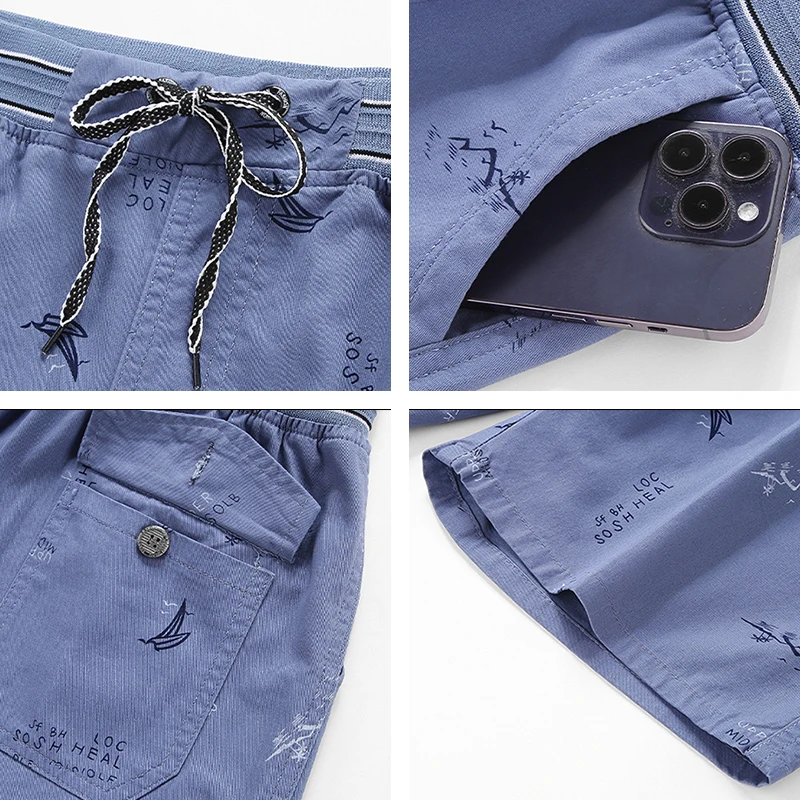 Men Summer 100% Cotton Cargo Shorts Mens Fashion Casual Quick Dry Shorts Men Outwear Large Size Shorts Joggers Shorts Male 5XL