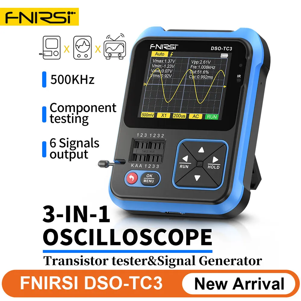 Fnirsi Tc3 Oscilloscopio Digitale Transistor Tester Funzione Generatore Di Segnale 3 In 1 Tester Di Componenti Elettronici Multifunzione