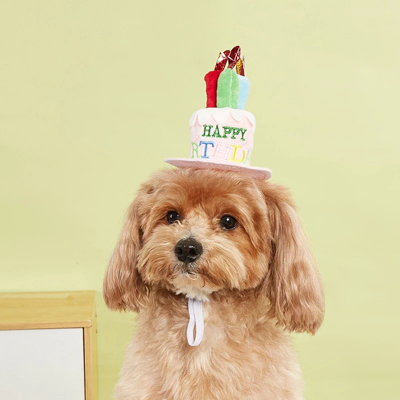 귀엽고 사랑스러운 강아지 고양이 생일 케이크 모양 모자, 조절 가능한 강아지 고양이 모자, 애완동물 생일 모자, 애완동물 캡, 드레스업 모자, 애완용품