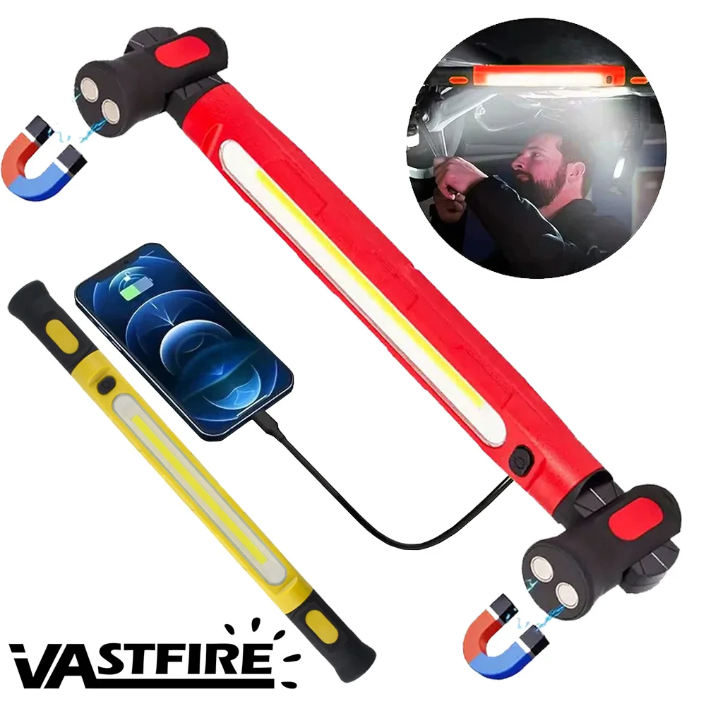 VASTFIRE Magnetic Work Light Bar, 5200mAh Rechargeable Underhood Car Repair Outdoor Lighting Lamp