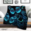 Glowing Glitter Blue Butterflies Blanket Butterfly Printed Warm Cozy Soft Throw Blanket for All Season for Couch Sofa Bed 1