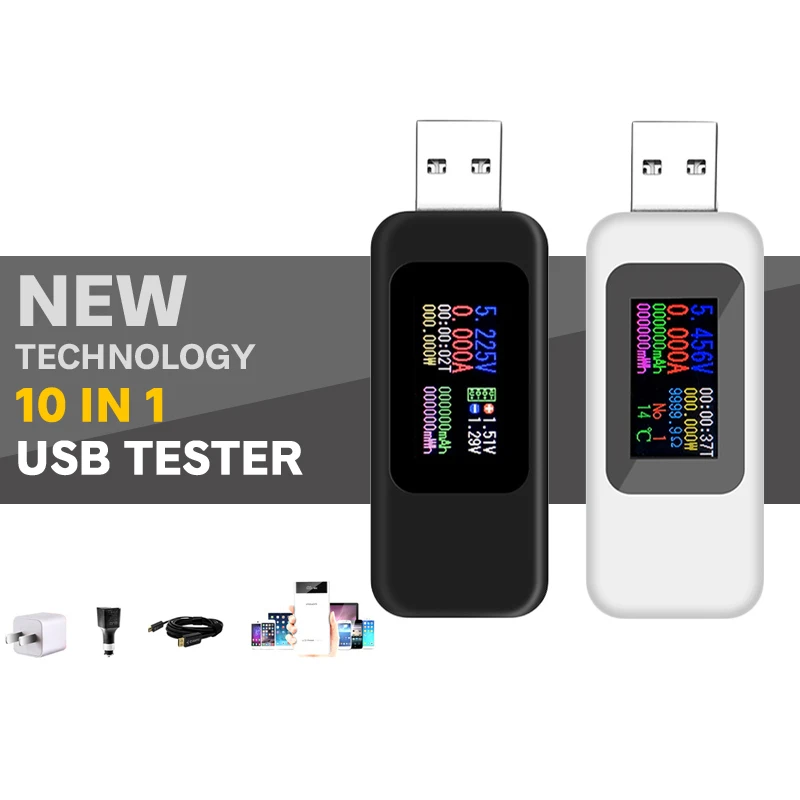 

10 in 1 USB Tester DC Digital Voltmeter Amperimetro Current Voltage Meter Amp Volt Ammeter Detector Power Bank Charger Indicator