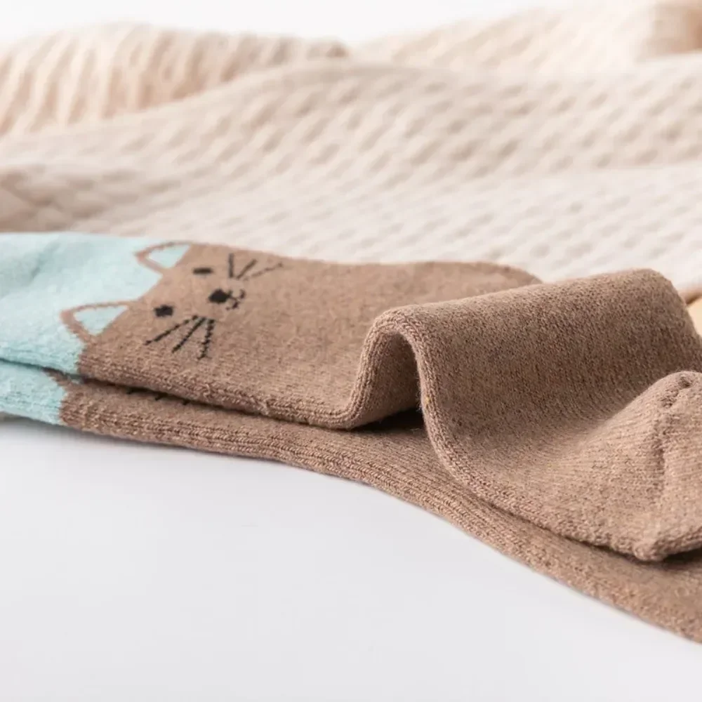 

Loop Cute Socks Thickened Casual Mid-tube 5 Warm Cat Winter Wool Thick Kitten New Women Cartoon