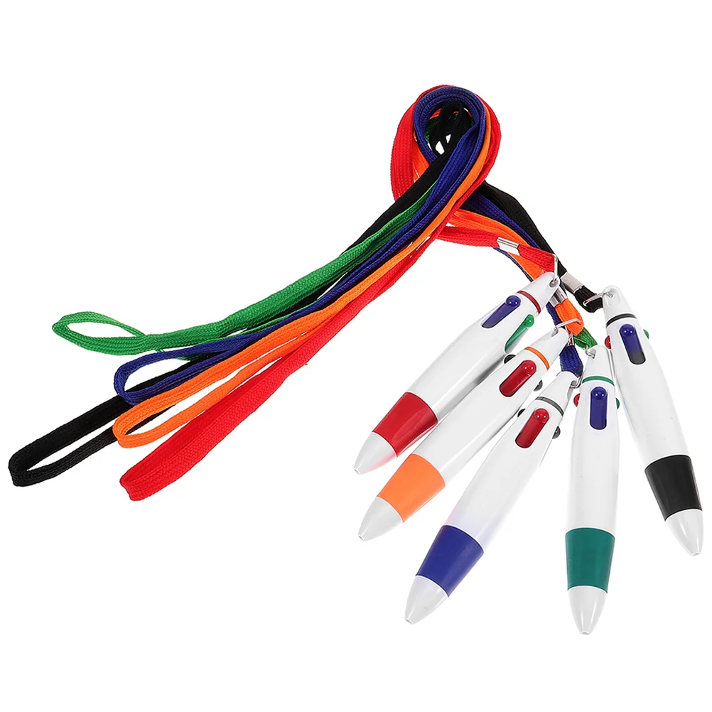 

5pcs Multicolor Pens Retractable Ballpoint Pens Office Supplies Retractable Pens on Lanyard