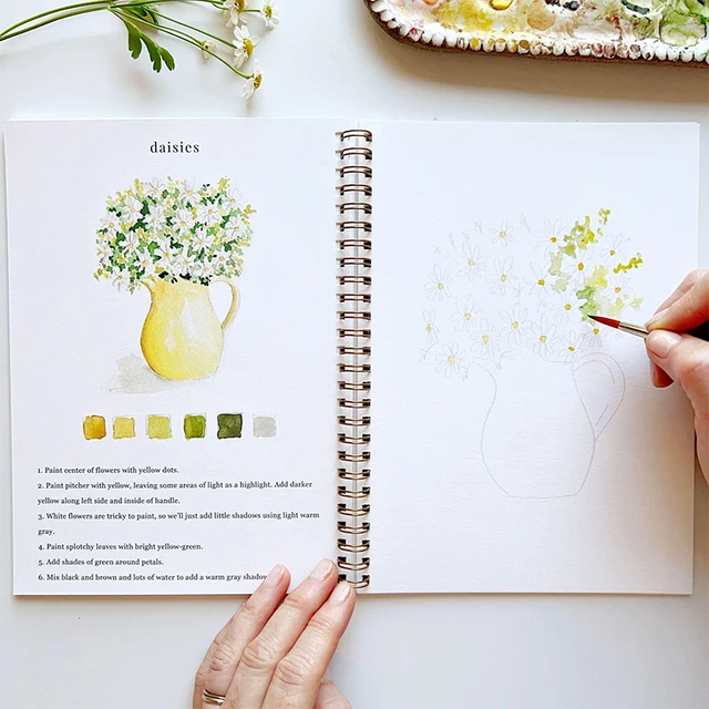 Cahiers d'exercices d'aquarelle 12 couleurs adaptés aux débutants avec pinceau, fournitures de peinture artisanale d'art pour enfants adultes adolescents 5