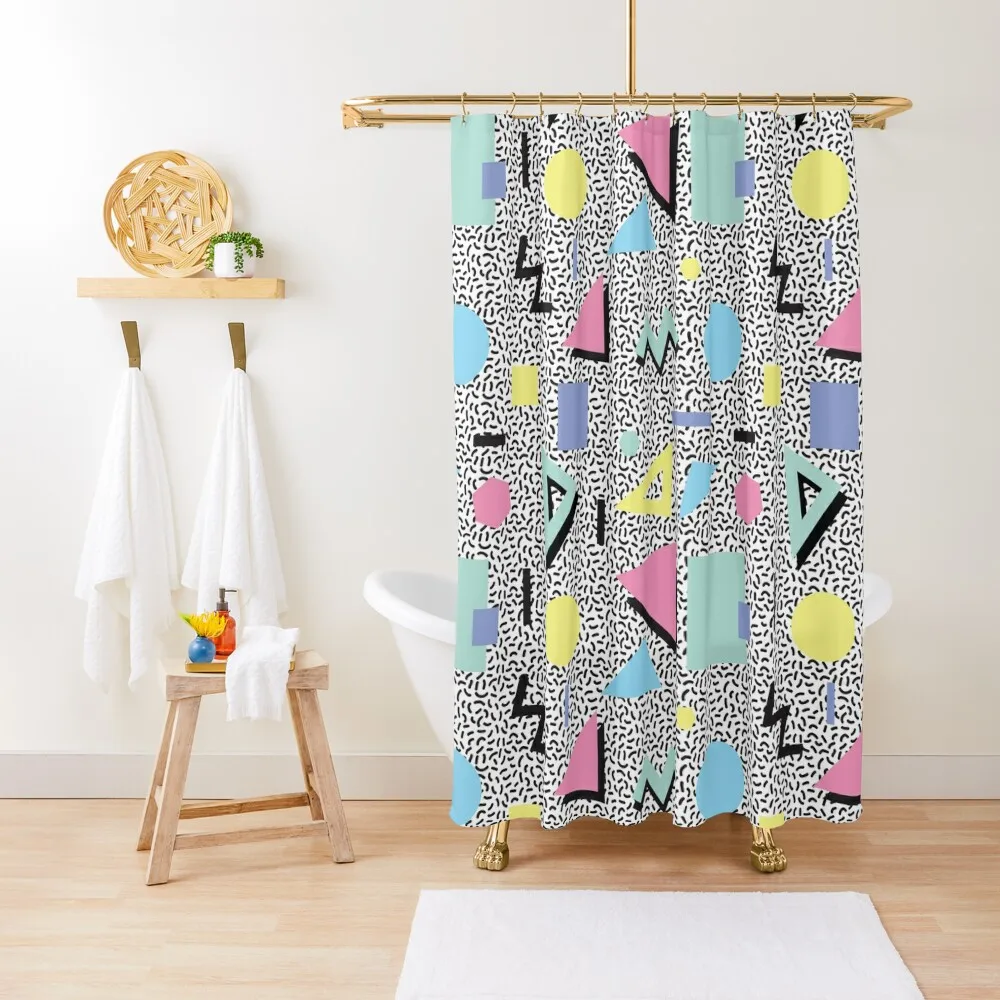 

Eighties Memphis Pattern Design Shower Curtain Elegant Bathroom Cover For Bathrooms Transparent Bathroom Shower Curtain