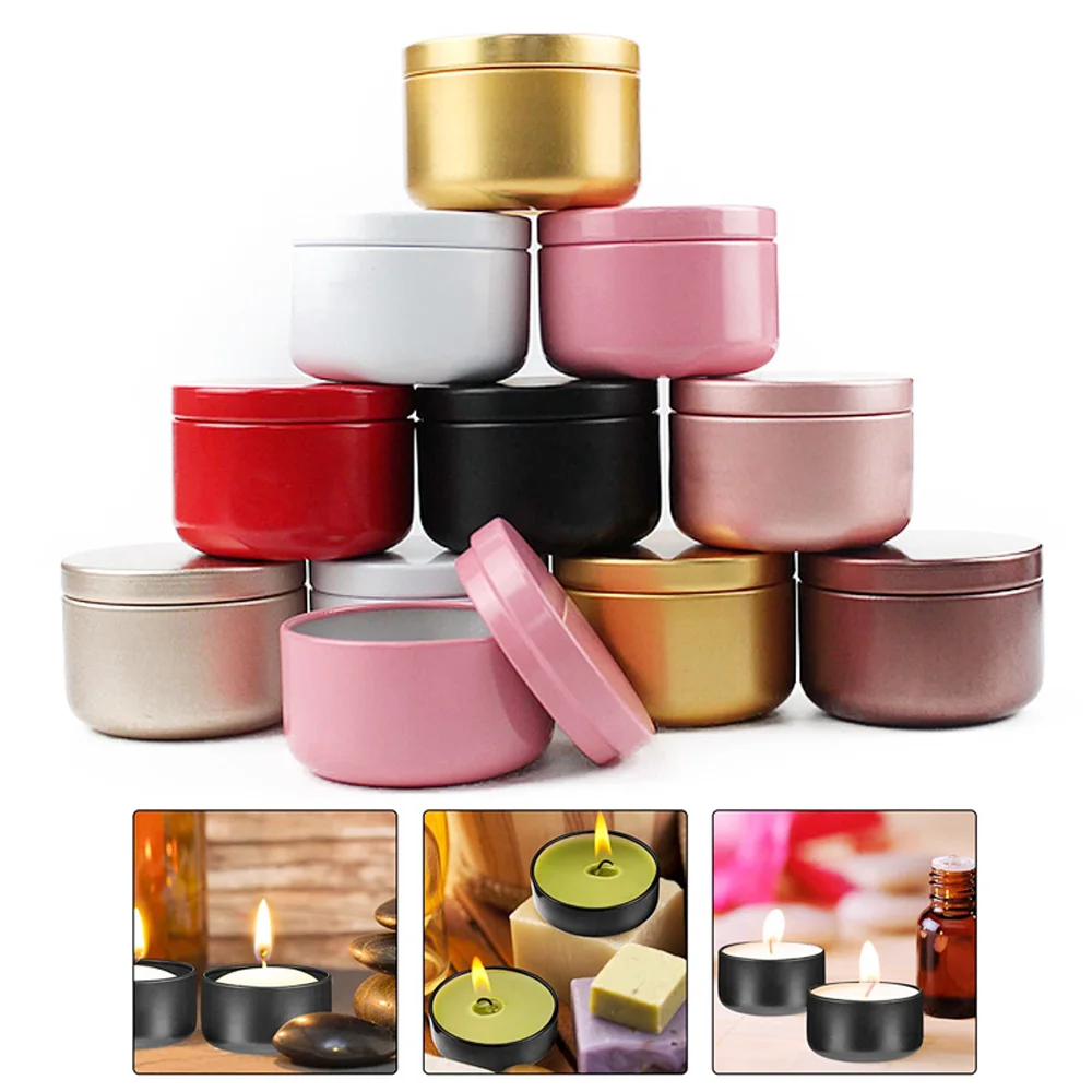 30pcs Aluminum Candle Tin 50ml Round Candle Containers Cosmetic Jars Oil Cream Pot Empty Aromatherapy Sealed Metal Can Travel