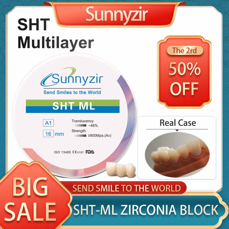 

Sunnyzir SHT (Super High Translucency）Multilayer Zirconia Blocks Discs A1 Open System Zirconium Blank Dental Cad/Cam Materials