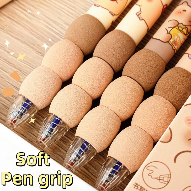 Cute Cartoon Capybara Retractable Erasable Gel Pens 4Pcs 0.5mm ST Nibs Blue Ink Refillable Writing Supplies