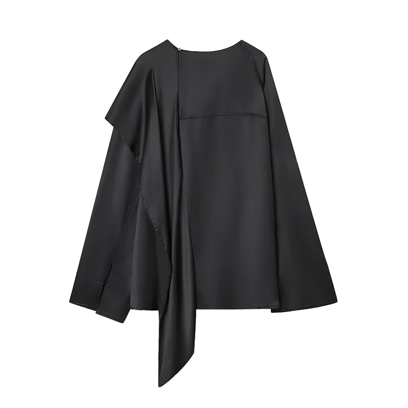 Autumn New Cloak Style Blouse Woman 2025 Women's Irregular Loose Solid Color Swing Neck Long Sleeve Shirts And Blouses Top ﻿