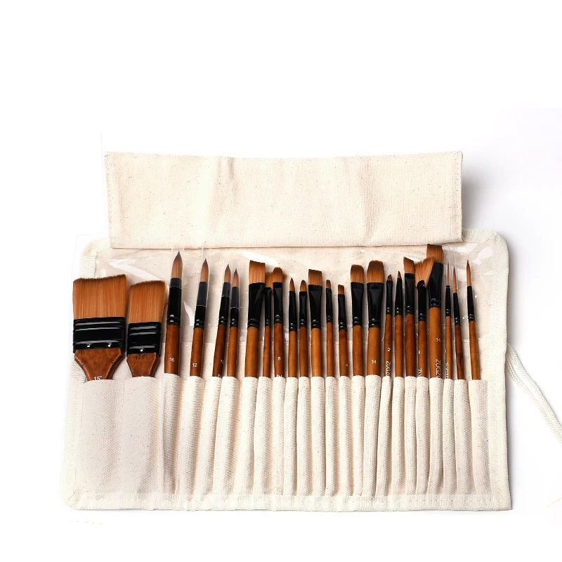

Great Quality 24pcs Full Set of Nylon Hair Watercolor Painting Brushes with Canvas Bag