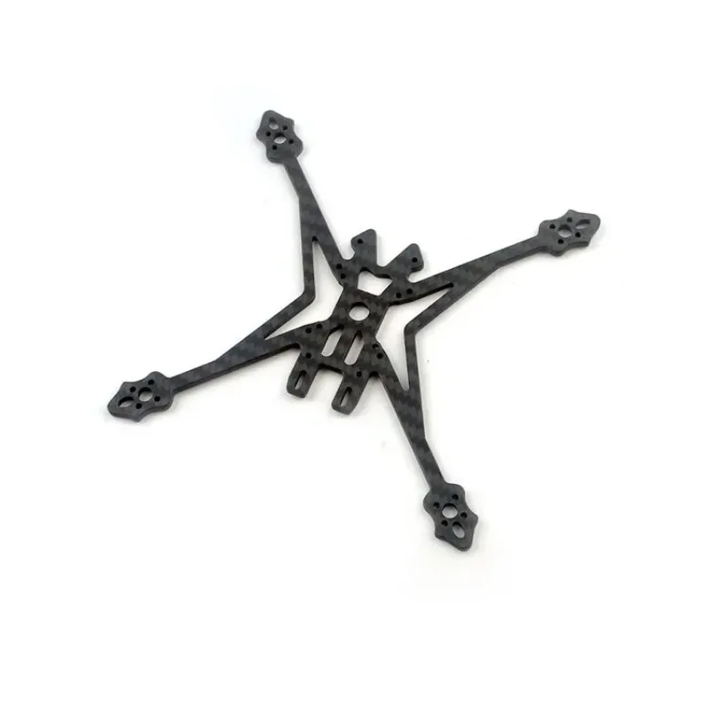 Kit cadre fibre carbone 3.5 pouces pour drone FPV course HappyModel Crux35, vue latérale montrant l'épaisseur du carbone et les découpes.