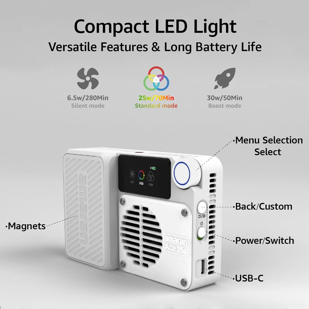 amaran Ace 25c Kit Full color Compact LED Mini On-camera Light