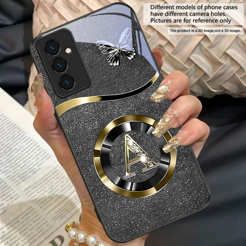 Gold Letter A Badge Glass Phone Case