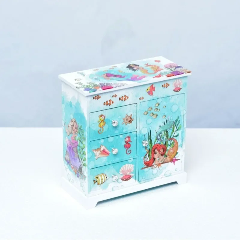 Large Ocean World Mermaid Music Box Drawer Jewelry Storage with Makeup Mirror Christmas Children's Day Valentine's Day Gift 3