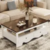 Farmhouse Coffee Table with Storage, 47.6" Coffee Tables with 4 Large Drawers, Spacious Tables, Top Center Table for Living Room 1