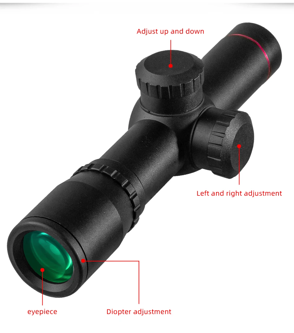 mira óptica p4 retículo riflescope com tampa de lente flip-aberto e anéis