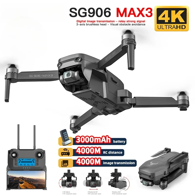 

SG906MAX3 Drone 4K 3-Axis Gimbal 4KM Brushless GPS Quadcopter Professional HD Camera Obstacle Avoidance RC Dron VS F22S