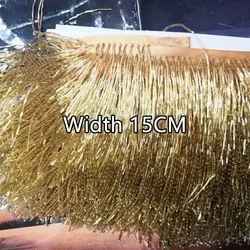 Elegant Grey Blue Tube Tassel Lace Trim with Beaded Embellishments - 15CM Wide for Wedding and Evening Dresses (Gold  15CM)