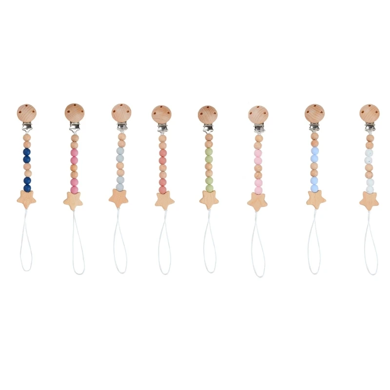 Pacifier Clips Teether Toy Pacifier Strap Girls Boys Pacifier Holders with Teething Beads Baby Supplies Pacifier Chain