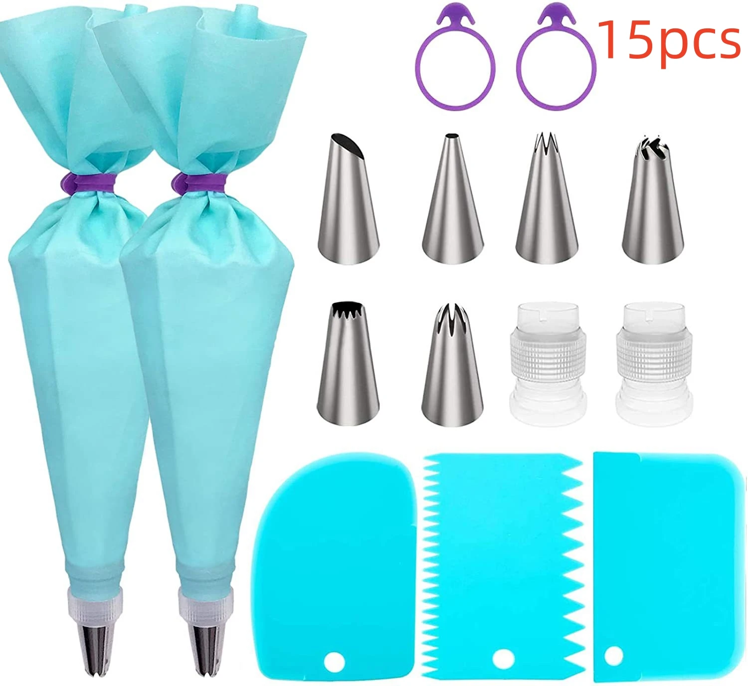 50/15/14pcs DIY Cake Decorating Tips Set Kitchen Bakery Cream Nozzles Reusable Cake Icing Piping Bag Tools Accessories cake decorating tip set,cake icing nozzles,baking nozzle set,cake decorating nozzle set
