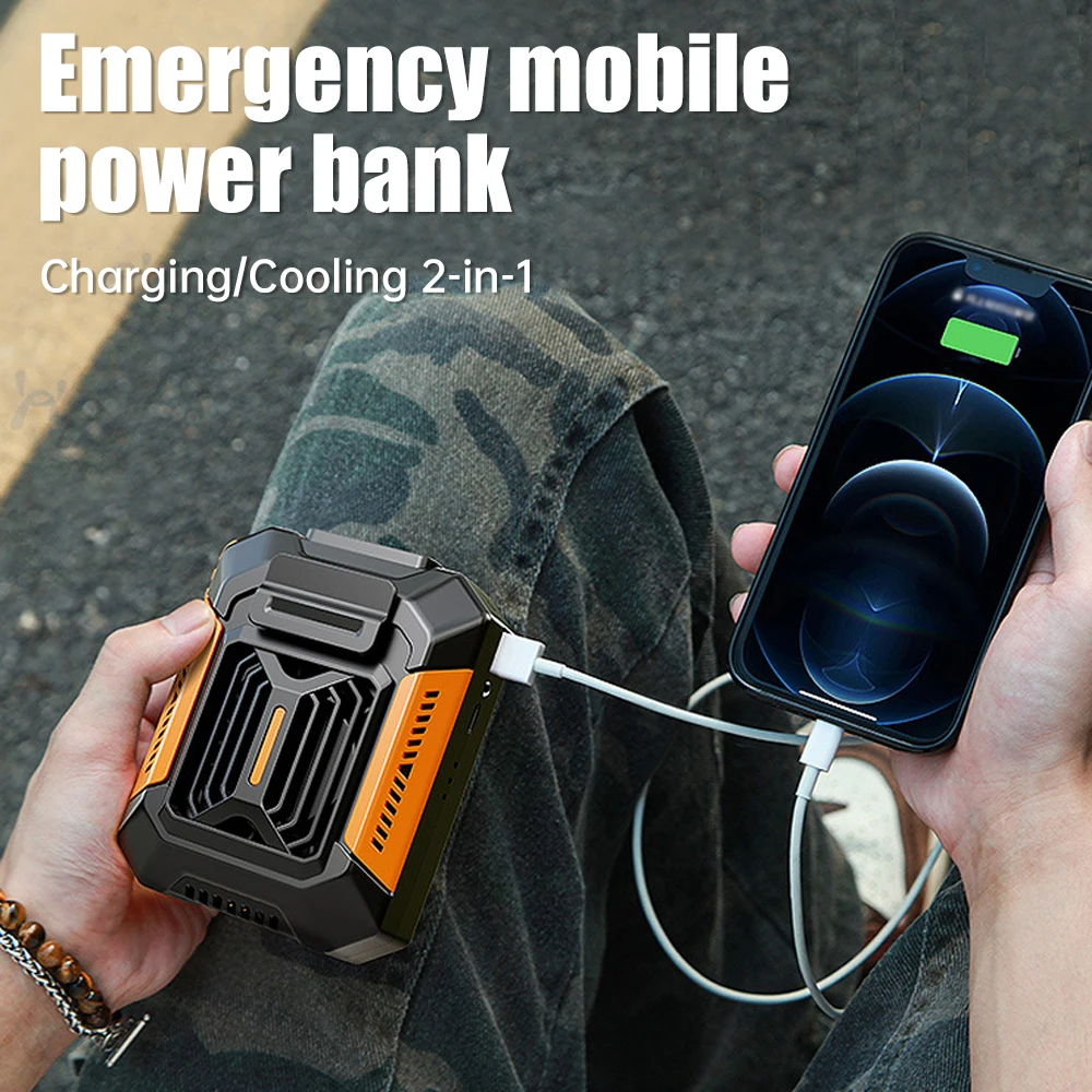 Waist Clip Fan Portable Mini Hanging Neck Fan USB Rechargeable Fans Outdoor Camping Hiking Waist Fan with Power Bank LED Light