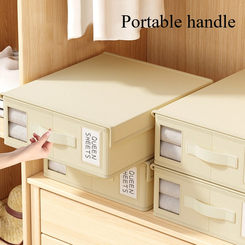 Sheet  Storage Box Organizer Thickened Fabric Folding Window Zipper Blanket Organizer Wardrobe Bed Clothes Storage with Lid 4