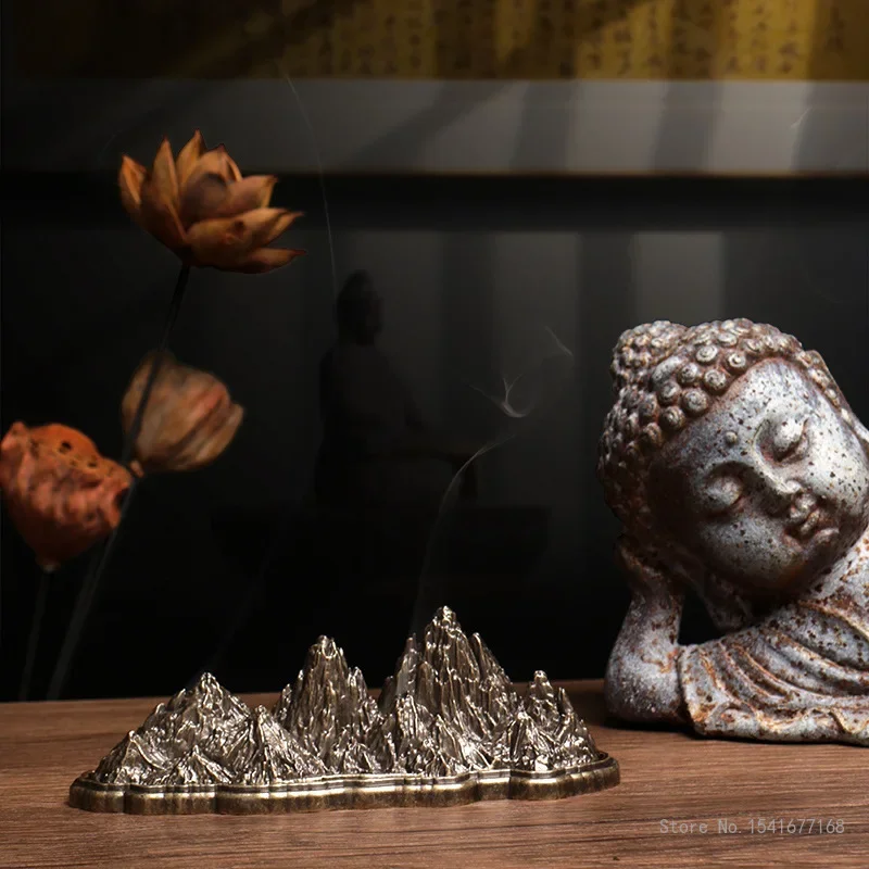 Retro Metal Incense Burners Mountain Peak Shape, Indoor Line Aroma Rack, Tea Living Room Bedroom Decoration, Home Fragrance, 1Pc