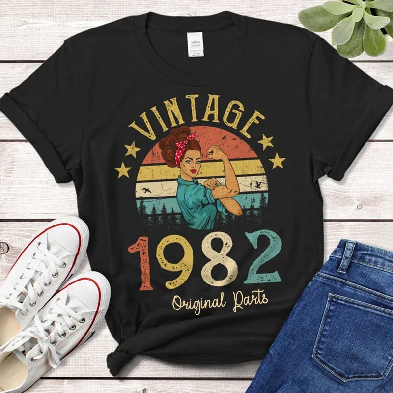 

Vintage 1982 Original Parts T-Shirt 42 Years Old 42nd Birthday Gift Idea Women Girls Mom Wife Daughter Retro Tshirt Clothing