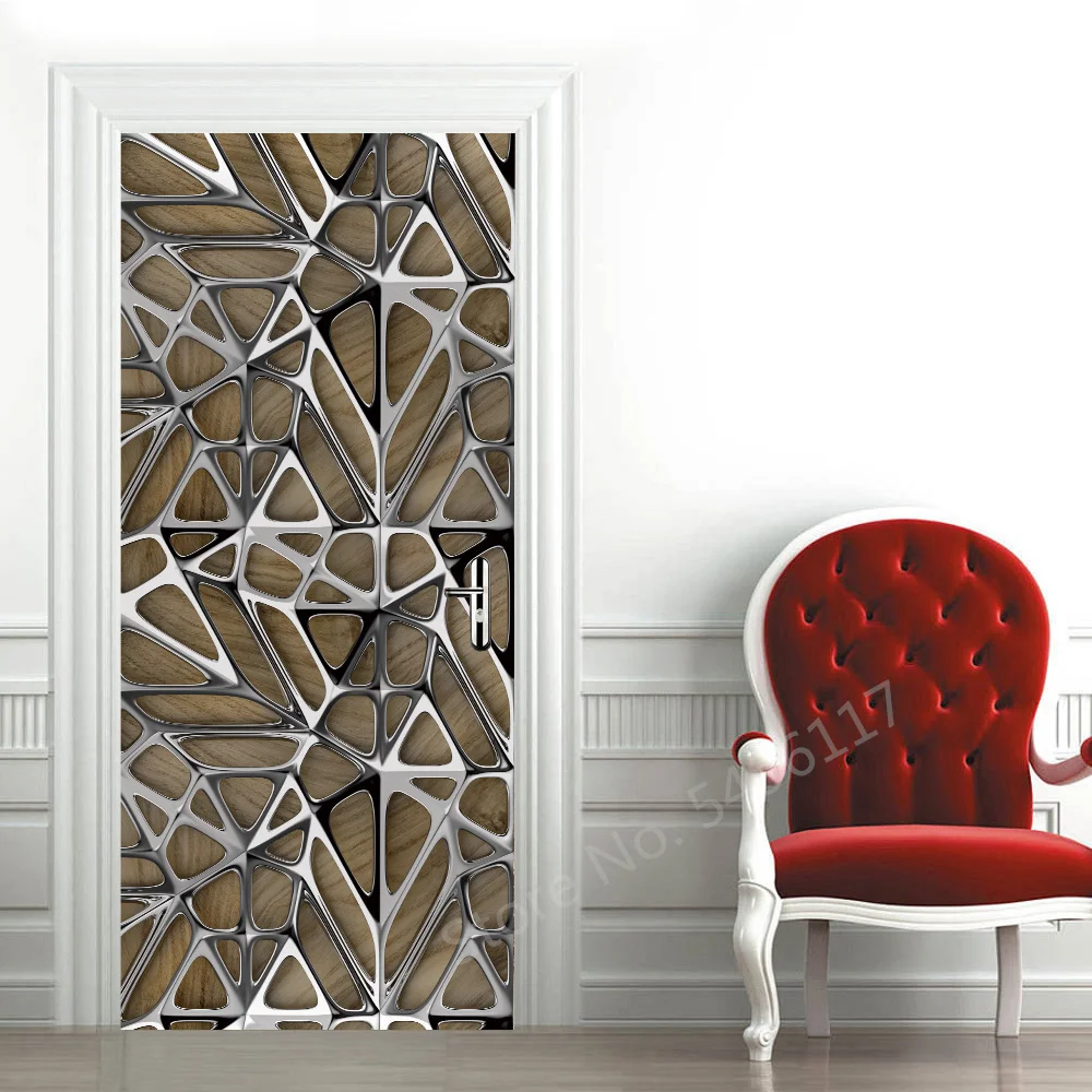 3D Stickers Porte Plume Dorée Blanche 95 X 215 Cm Auto-Adhésif Mural Décoration De La Maison Sticker Mural Art Autocollant Chambre Salon Affiche Amovible - Photos De Porte - Peintures Murales 0