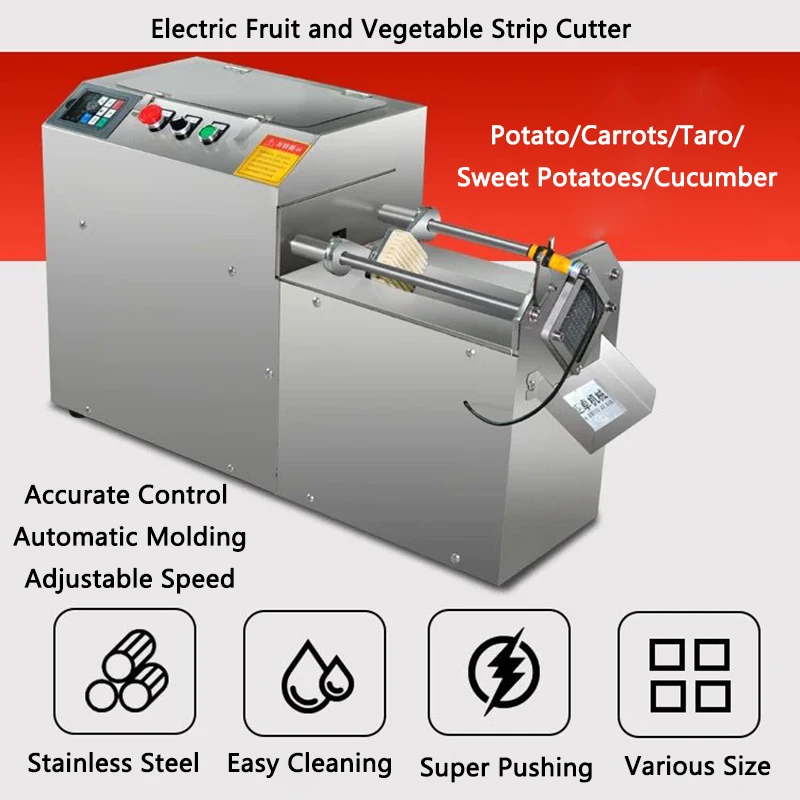 Electric Fruit Vegetable Strip Cutter Potato/Carrots/Taro/Sweet Potatoes/Cucumber/Lotus Root/Bamboo Shoots Cutting machine