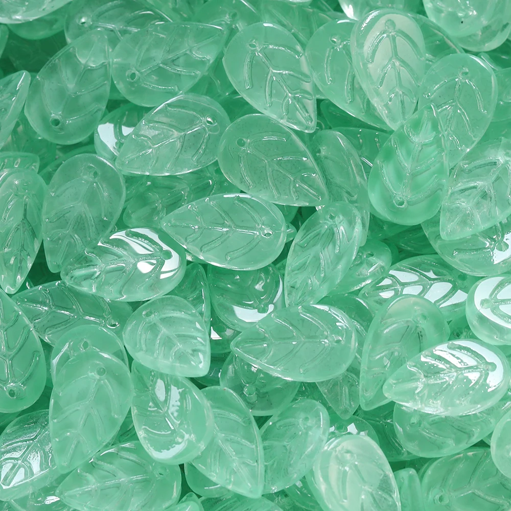 30 teile/los 11x18mm Glas blatt Blätter Perlen Charms Anhänger für DIY Halskette Schmuck machen Ergebnisse Zubehör Großhandel – Detail 5