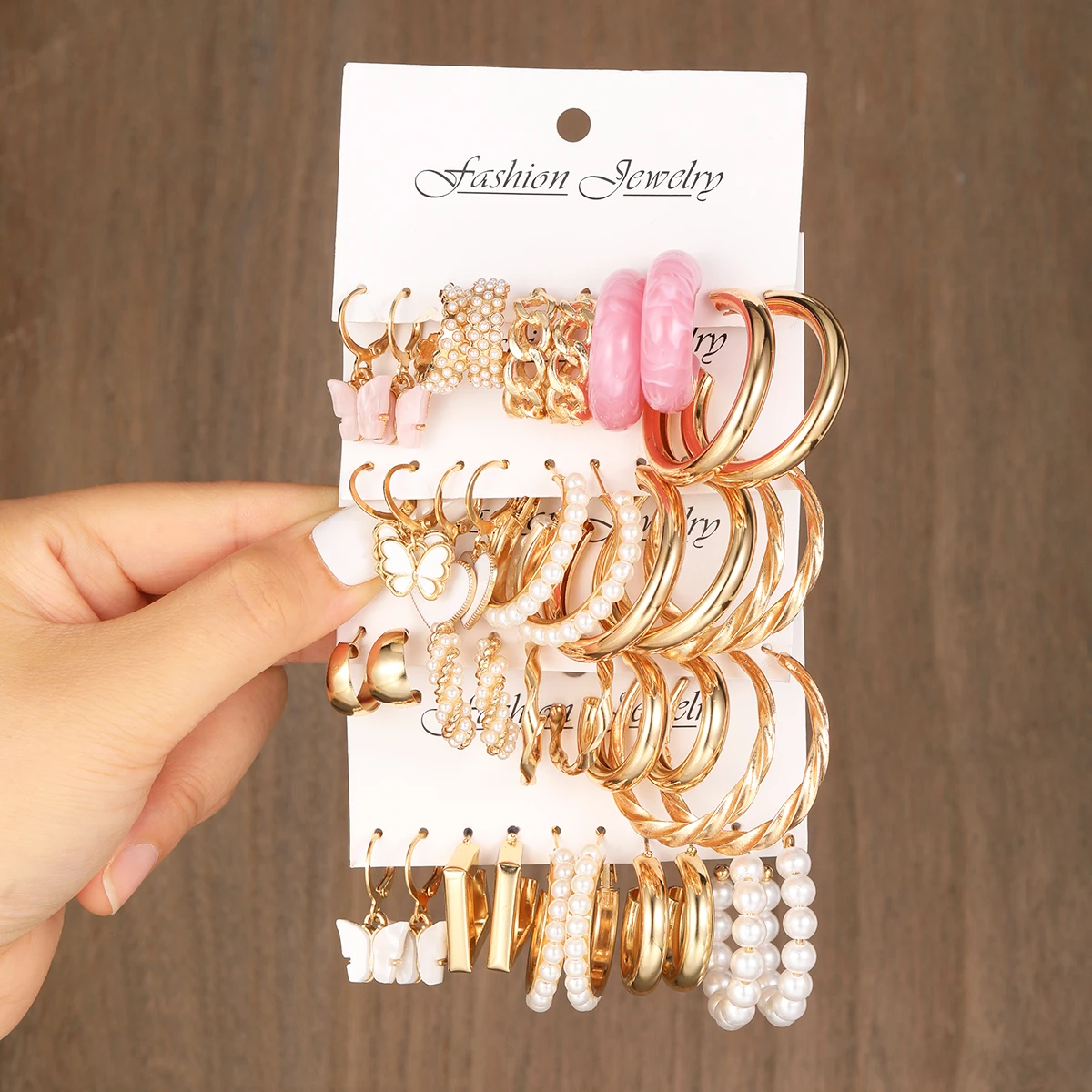 40 Pcs Vintage Heart Butterfly Earrings Set for Women Girls Gold Color Pearl Circle Twist Geometric Hoop Earrings Trendy Jewelry 1