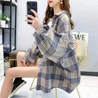 Chemises à carreaux en laine pour femmes, ample, personnalité, manches longues, hauts chauds, polyvalents, simple boutonnage, Chic, mode automne hiver 2