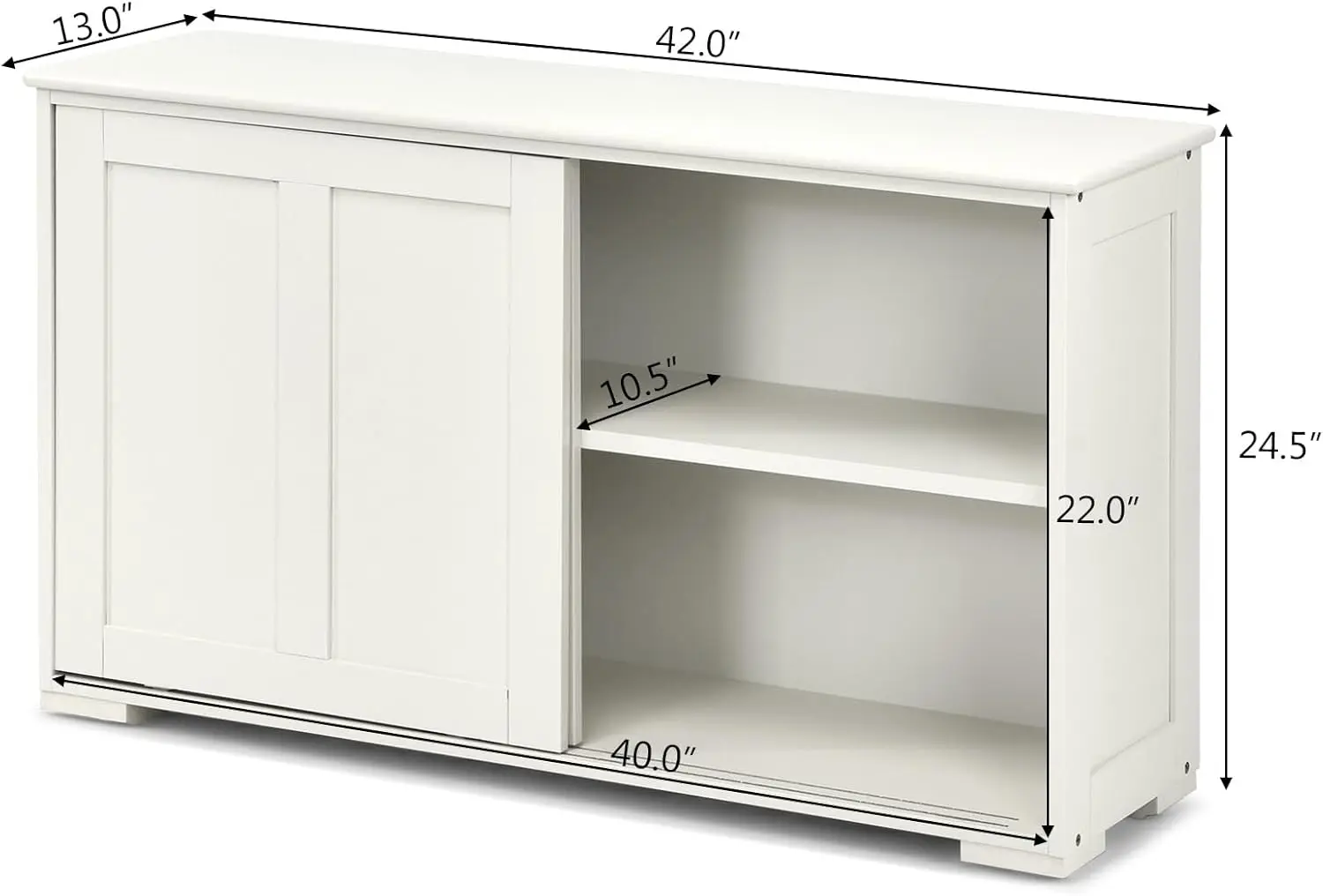 Sideboard Buffet Cabinet, Wooden Kitchen Storage Cabinet with Adjustable Shelf, Sliding Barn Door