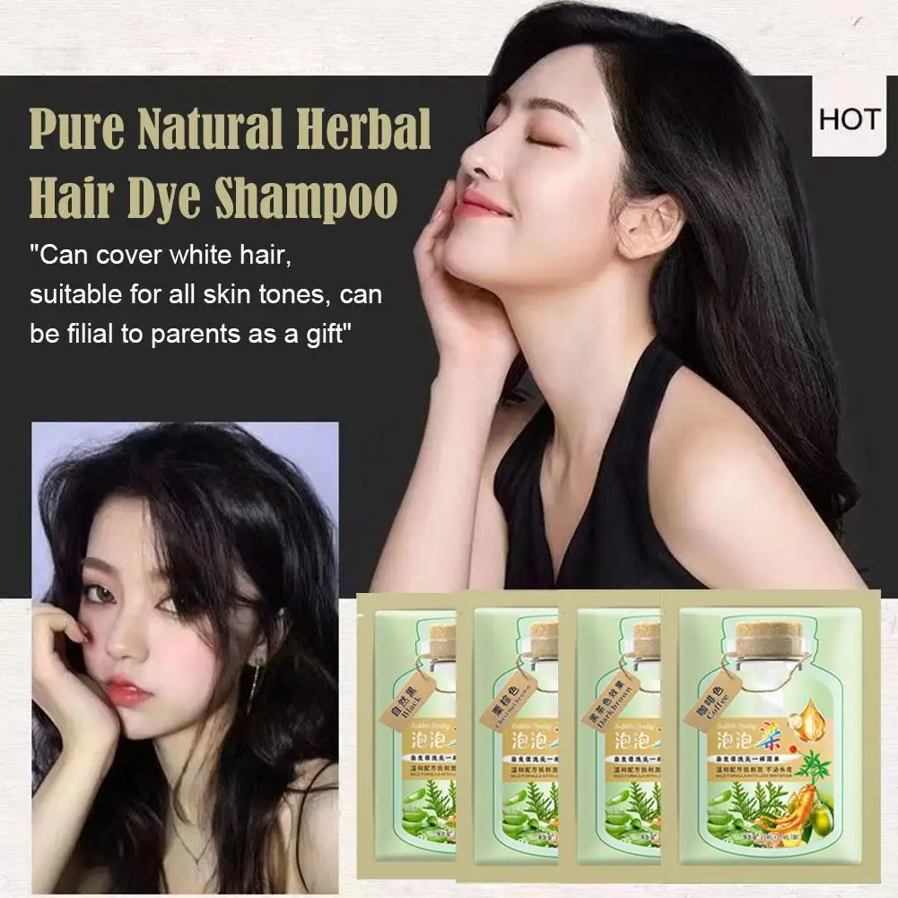 Pure Natural Herbal Hair Dye Shampoo 5 Minutes Change Hair Color Non-irritating Repair Gray White Fashion Hair Care Women Men