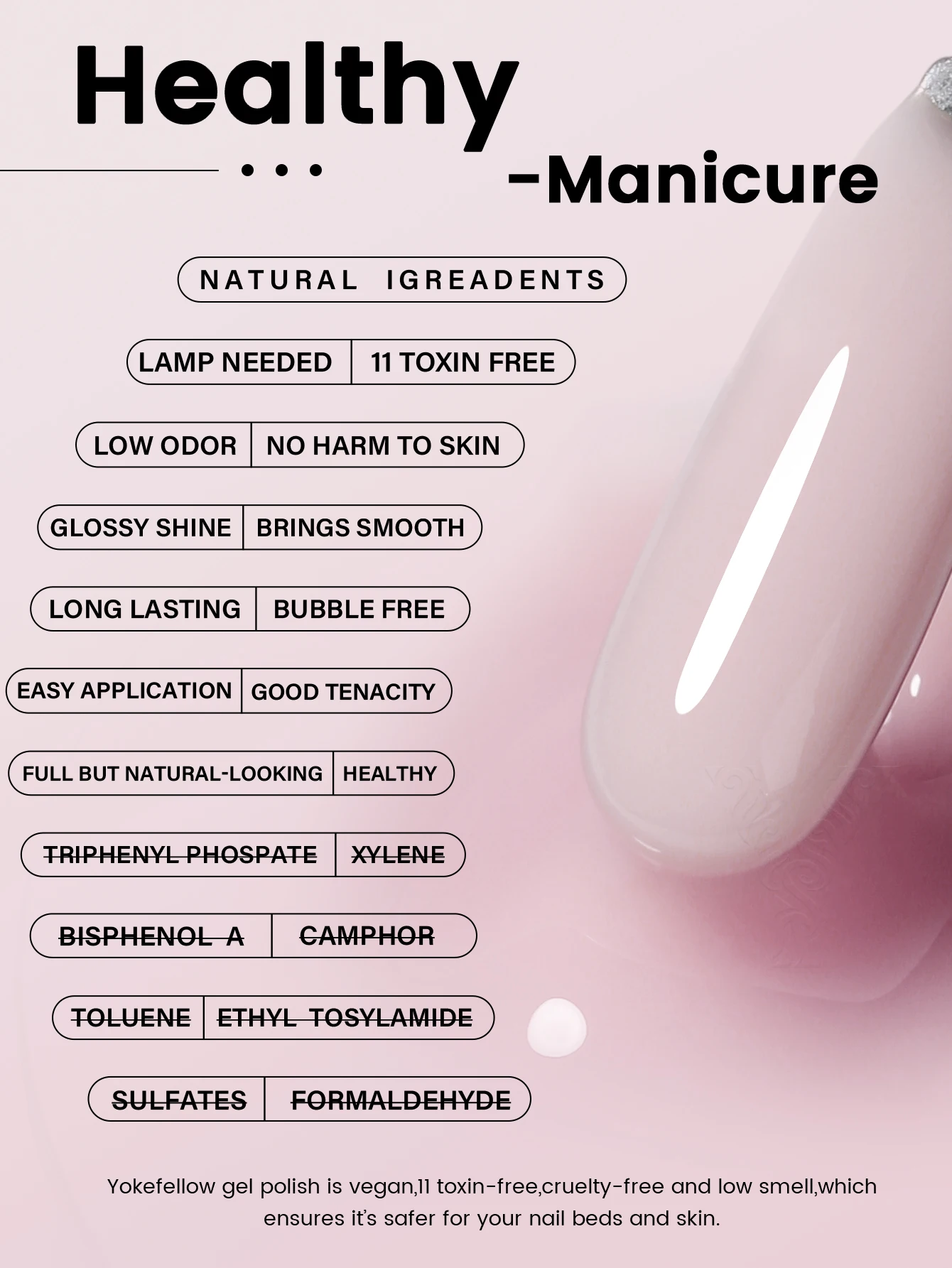 Nail Gel Polish 15g Builder Gel Nail Polish for Nail Extension Gel Self-leveling YMH14 Jelly pale pink Construct UV Acrylic DIY