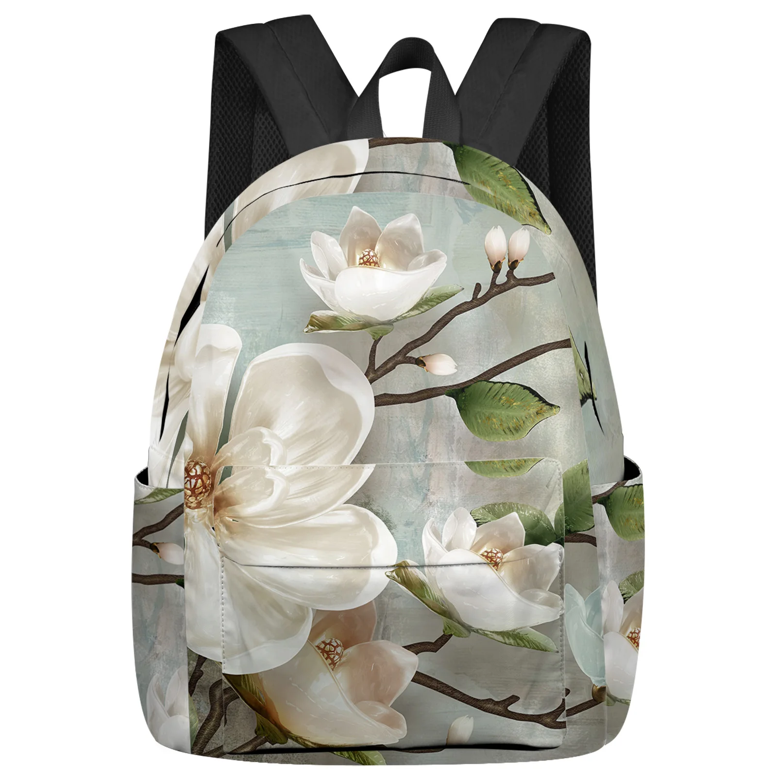 

Idyllic White Flowers Vintage Background Backpack Teenagers Student School Bags Laptop Custom Backpack for Men Women Travel Bag
