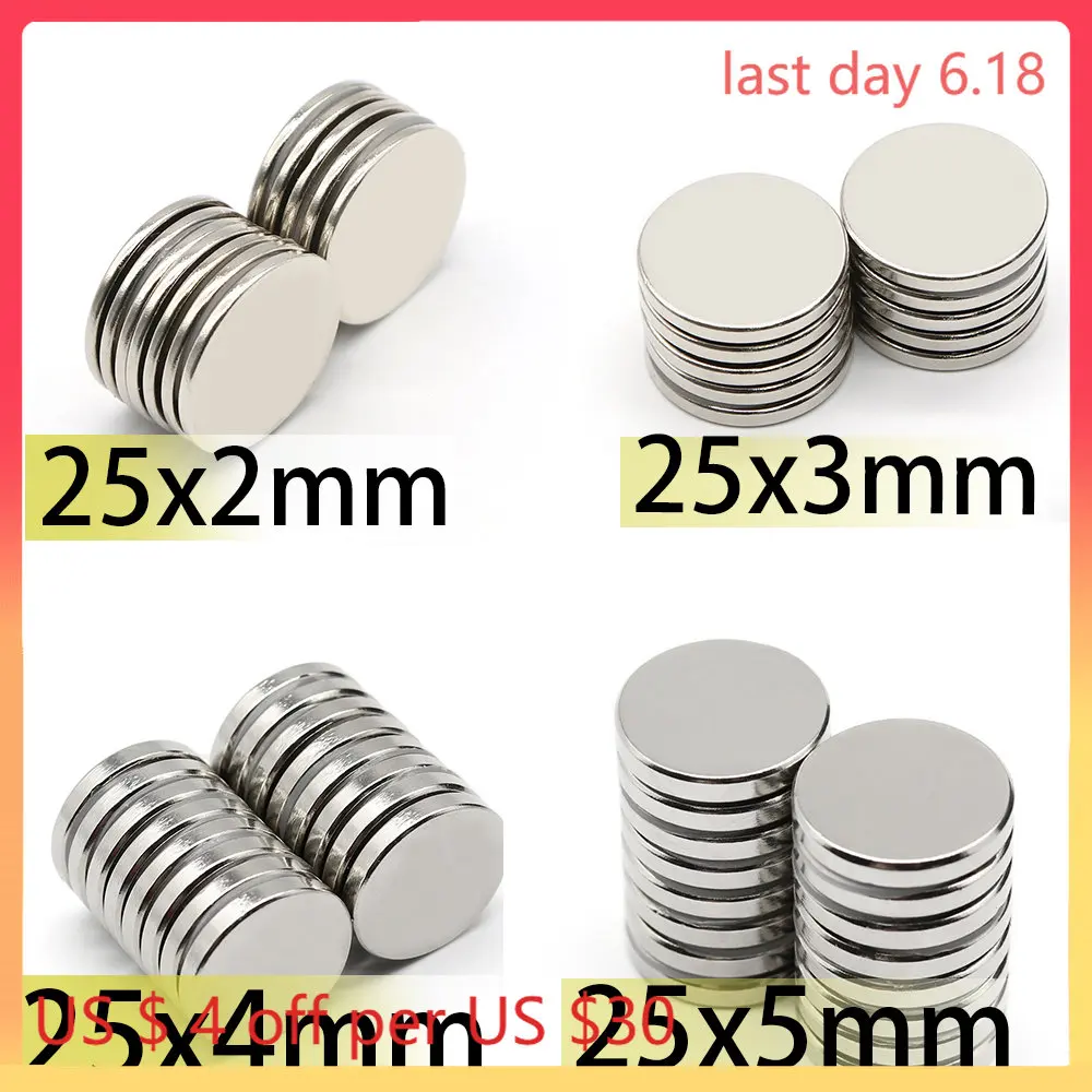 N35 25×2 25×3 25×4 25×5 Strong Disc RingNeodymium Magnet Powerful  Rare Earth Scooter Round Neodymium Search  Fridge Customised
