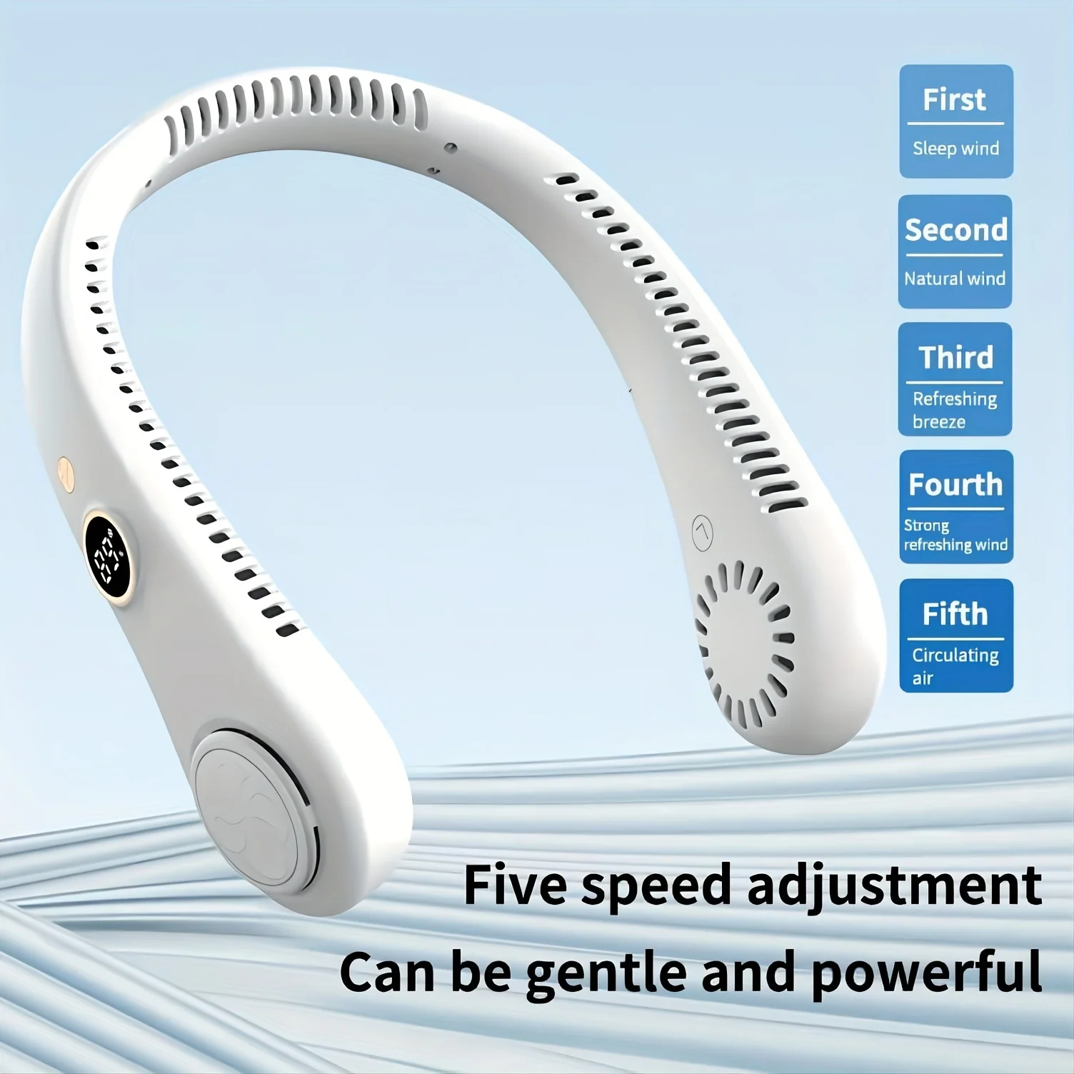 Portable Rechargeable Bladeless Neck Fan - 360° Cooling Wearable Personal Fan For Travel and Outdoor Sports with Digital Display 2