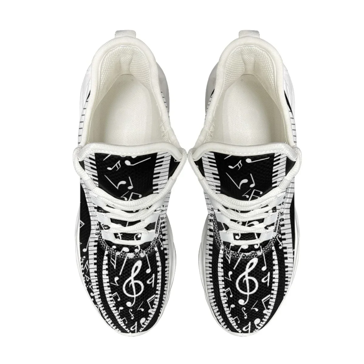 Piano Notes Designer Fashion Sneakers Teens Students Lace Up Flats Shoes Non-Slip Shock Absorbing Walking Shoes Outdoor Gym New