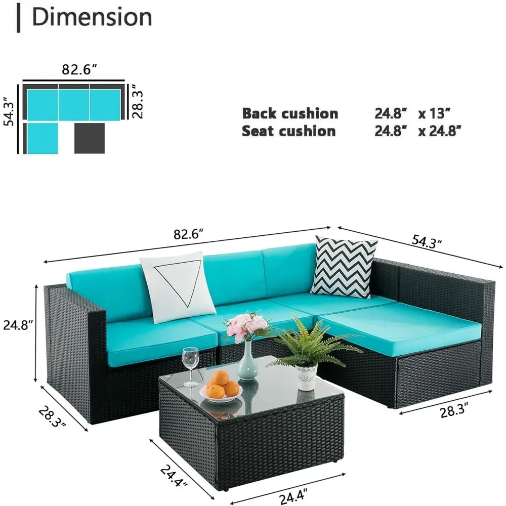 Outdoor Furniture Set of 5 Pieces Rattan Couch Dining Table outdoor sofa set,outdoor rattan furniture set