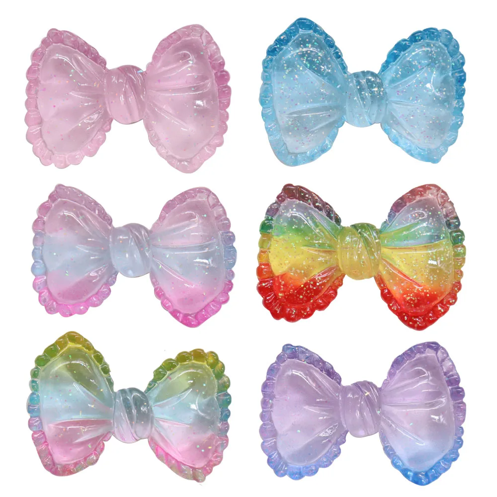

6pcs Resin Rosette Bow-knot Shoe Decorations Garden Shoes Accessories Fit Children Backpack Croc Jibz Charm