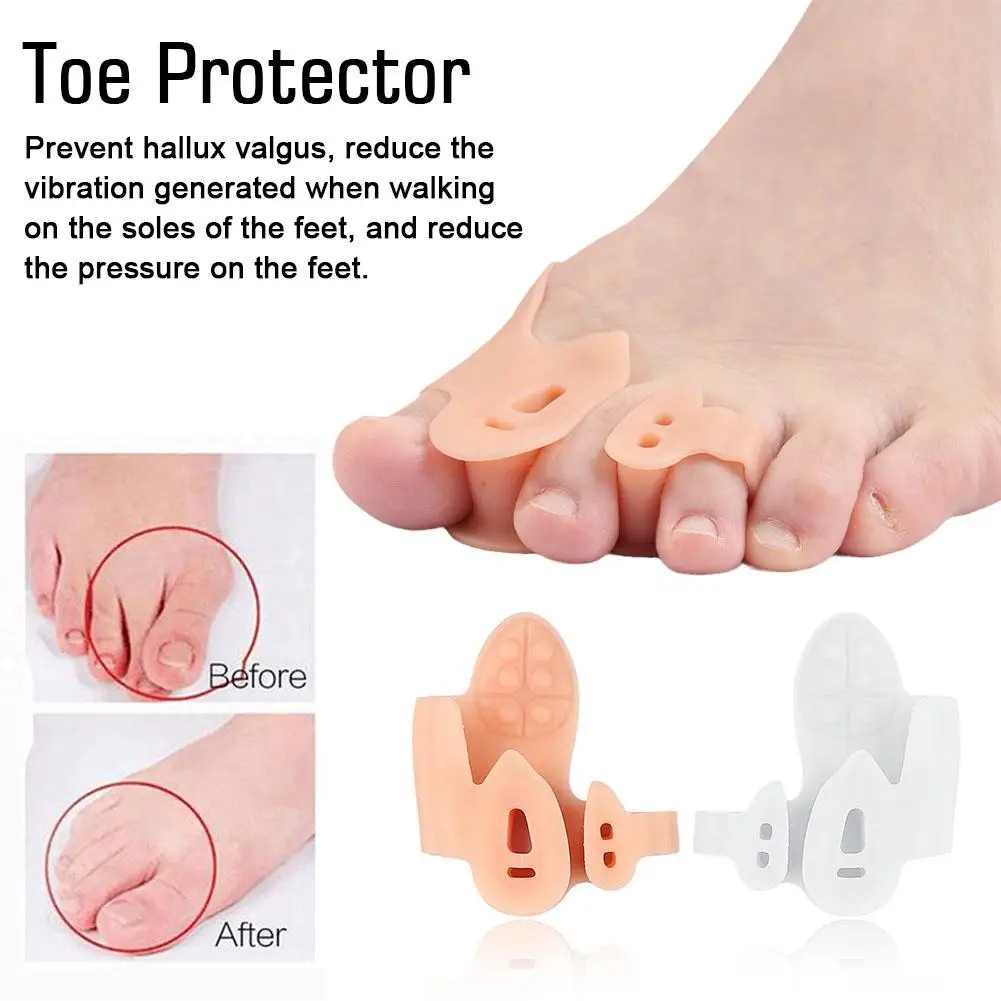 

1Pair Soft Silicone Toe Protector 3 Holes Bunion Corrector Valgus Forefoot Cushion Thumb Care Tools Separator Spreader Foot P5N3