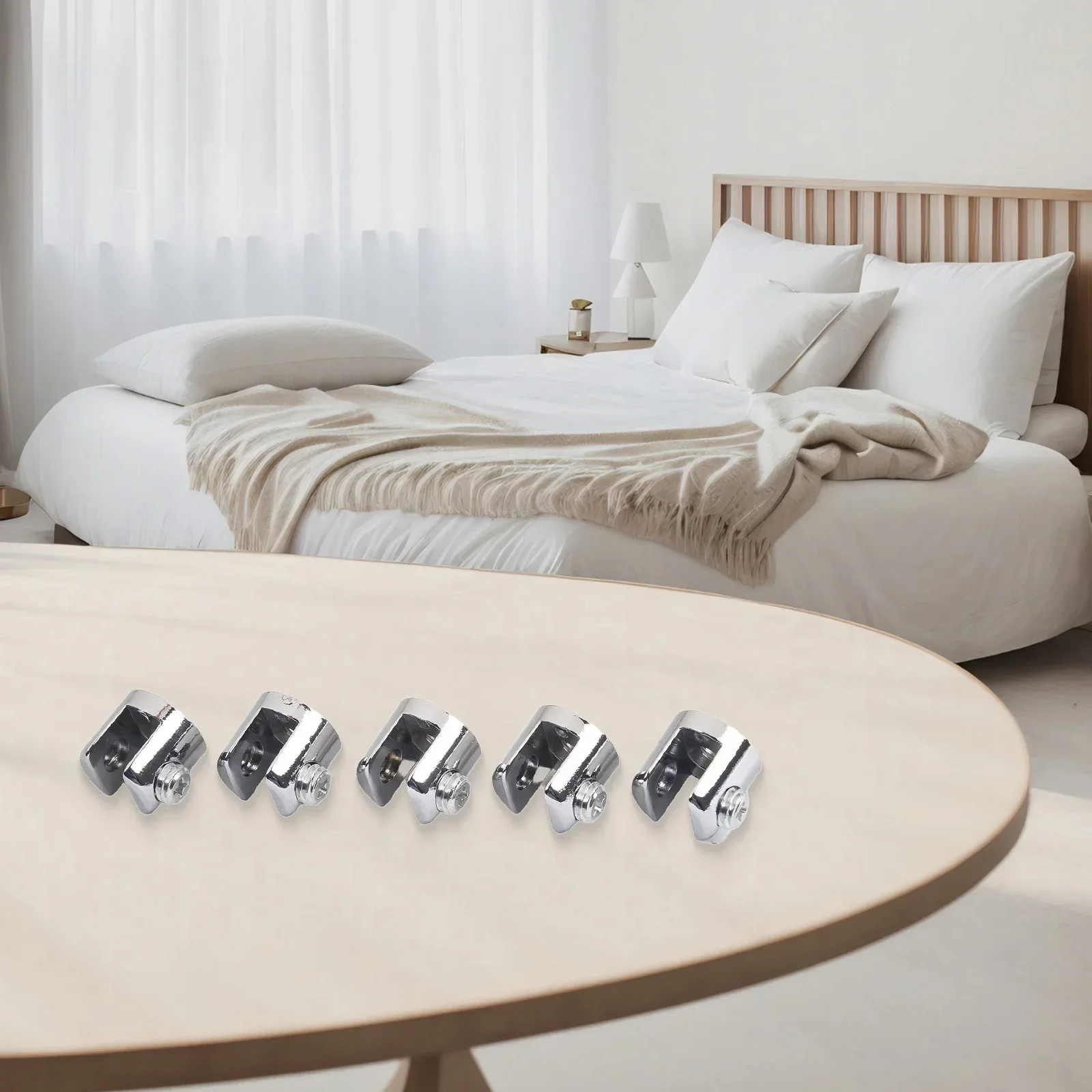 Clips Glass Bracket Clamp Silver Zinc Alloy 10pcs Chrome For Fixing Bathroom Glass Holders Home Shelf Support Shelves 2
